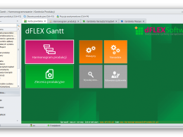 Ekran główny systemu dFLEX Gantt z szybkim dostępem do często używanych funkcji.